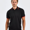 polo manches courtes personnalise noir bandes rouges col