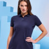 polo femme manches courtes bleu marine personnalise coton pique pour association