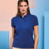 polo femme manches courtes personnalise bleu roi coton pour